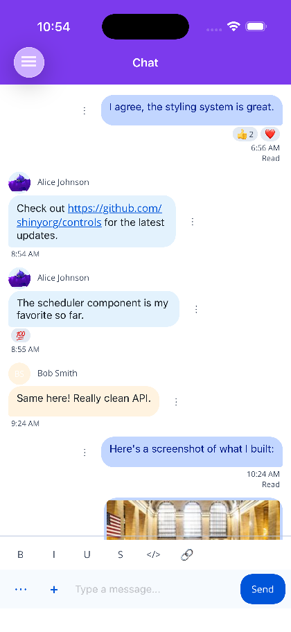 ChatView on MAUI with bubbles, avatars and the composer
