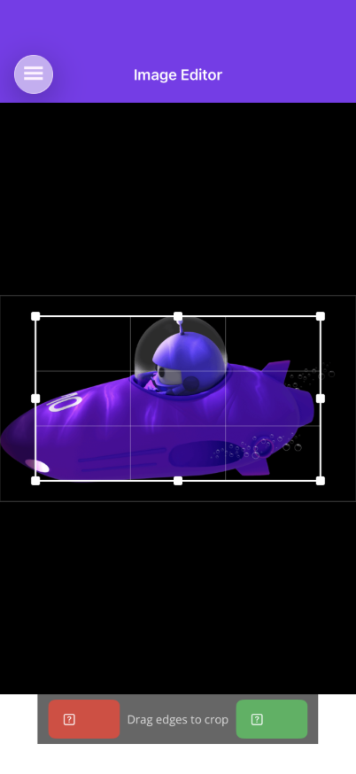 Crop mode on Blazor with the drag handles and rule-of-thirds grid