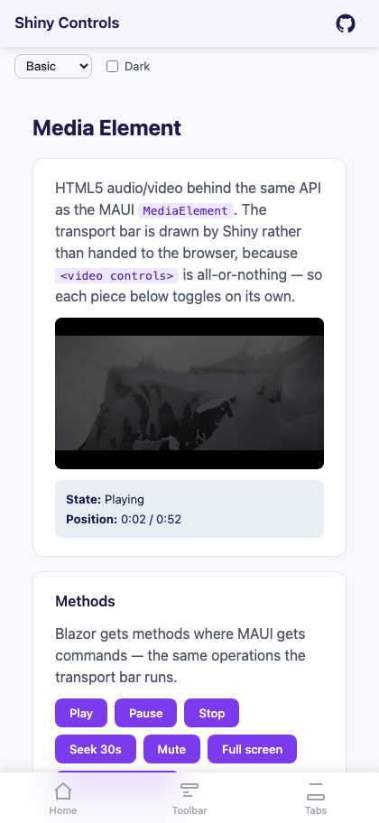 Video playing with the transport bar on Blazor