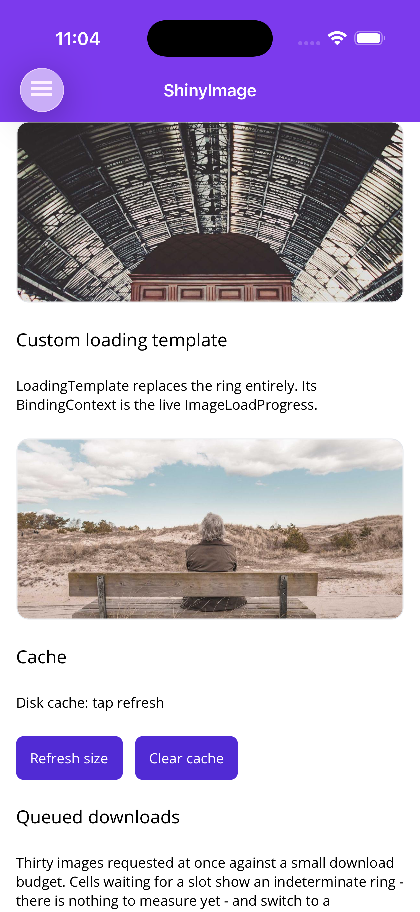 A LoadingTemplate replacing the ring, bound to the live progress