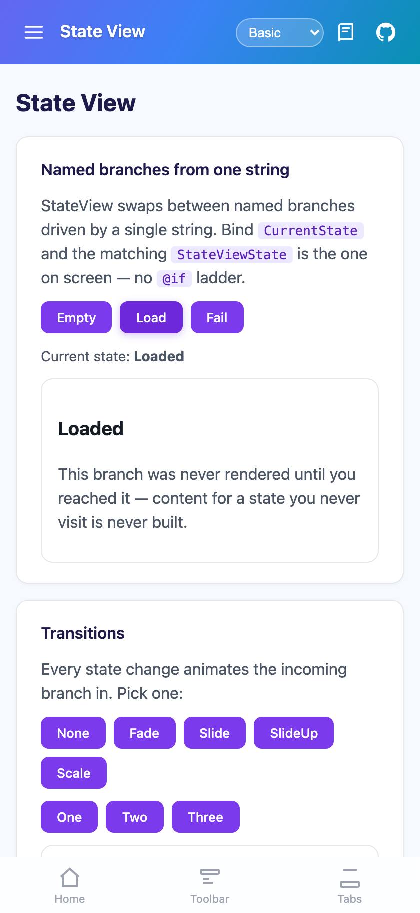The Loaded branch on Blazor