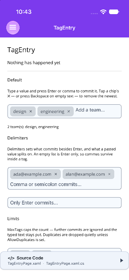 Email tags committed with comma and semicolon on .NET MAUI
