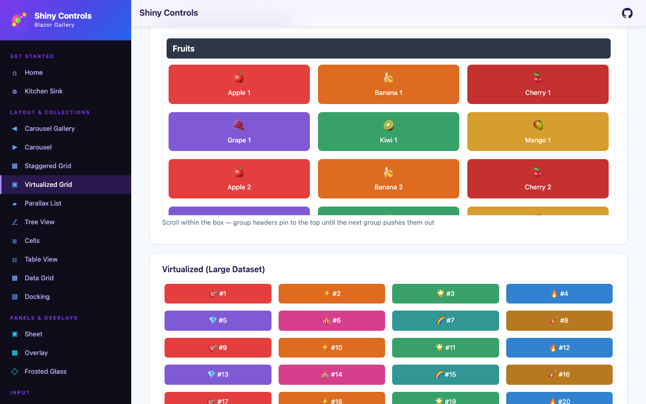 Grouped with sticky headers on Blazor